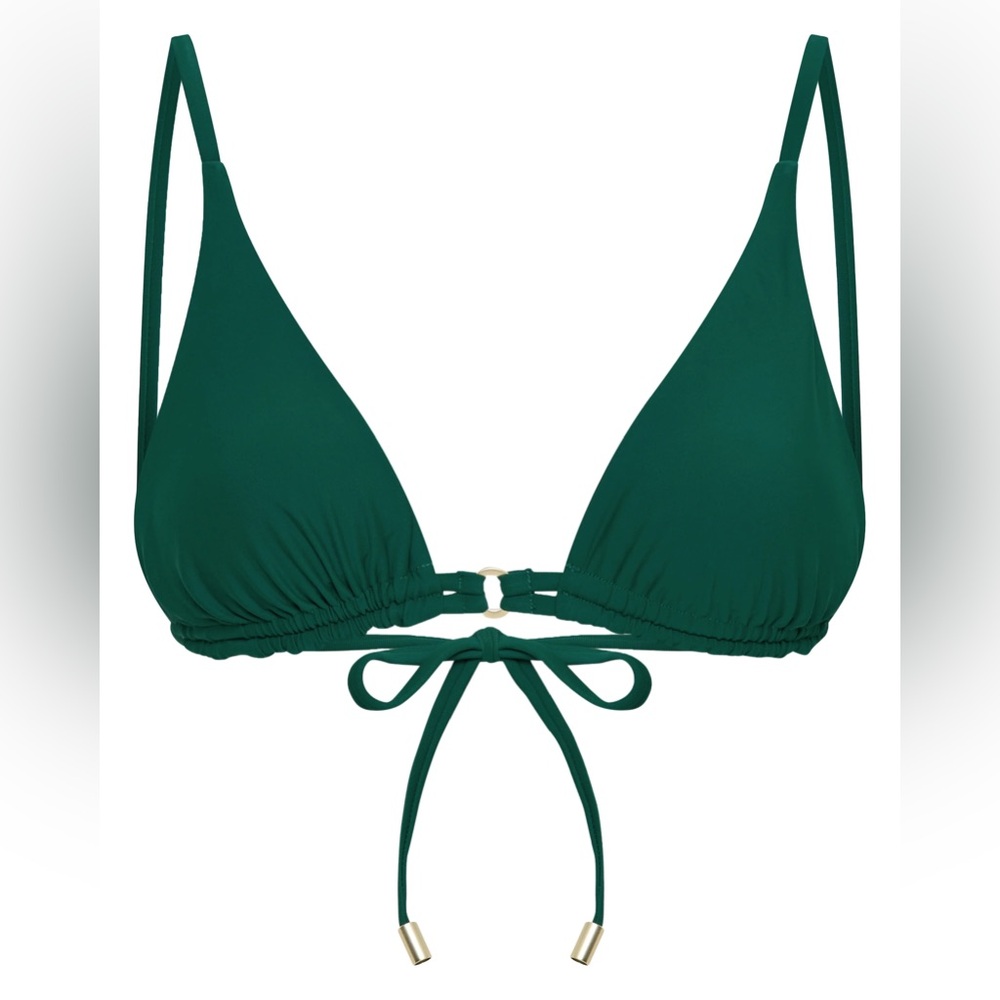 NWT Vacay Swimwear Messina Triangle String Tie Swim Top Forest Green